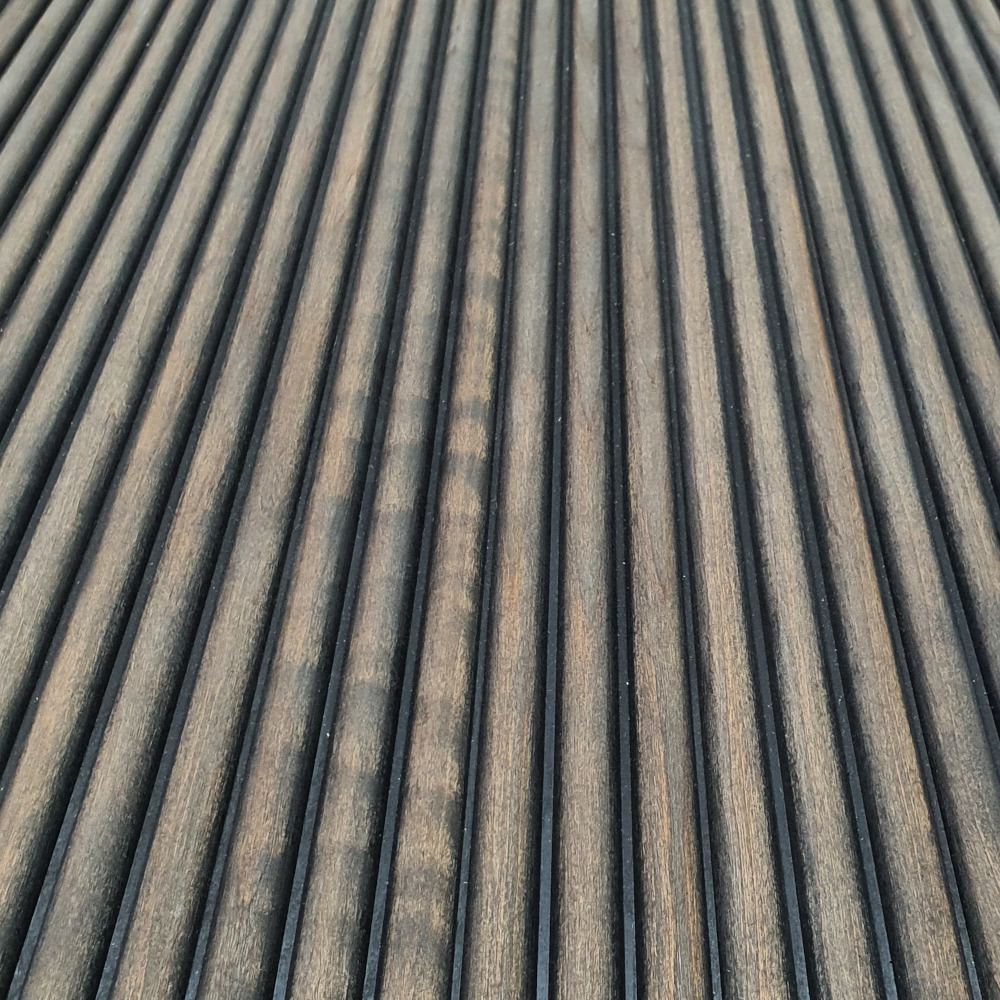 Wandpaneel Massivholz Wave, Farbton Weathered Bronze Wandverkleidung Holz Braun Wellenmuster