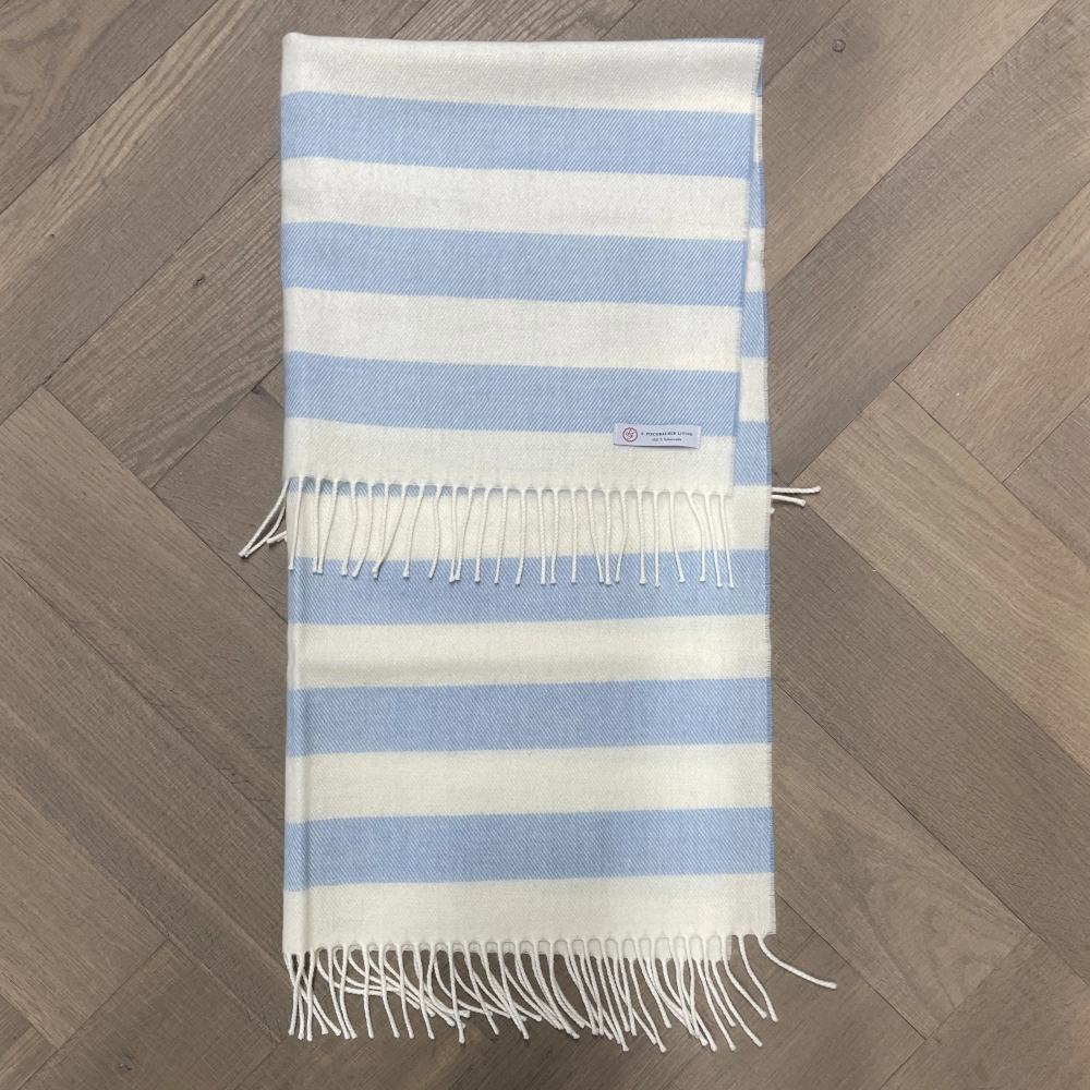Babydecke Lambswool - Stripes Blue Irische Wolldecke Schurwolle