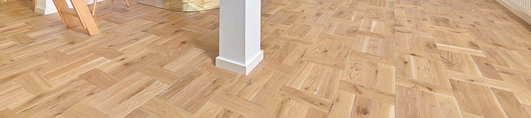 Flechtmuster Eiche massiv Clear White Mosaik-Parkett Eichenparkett