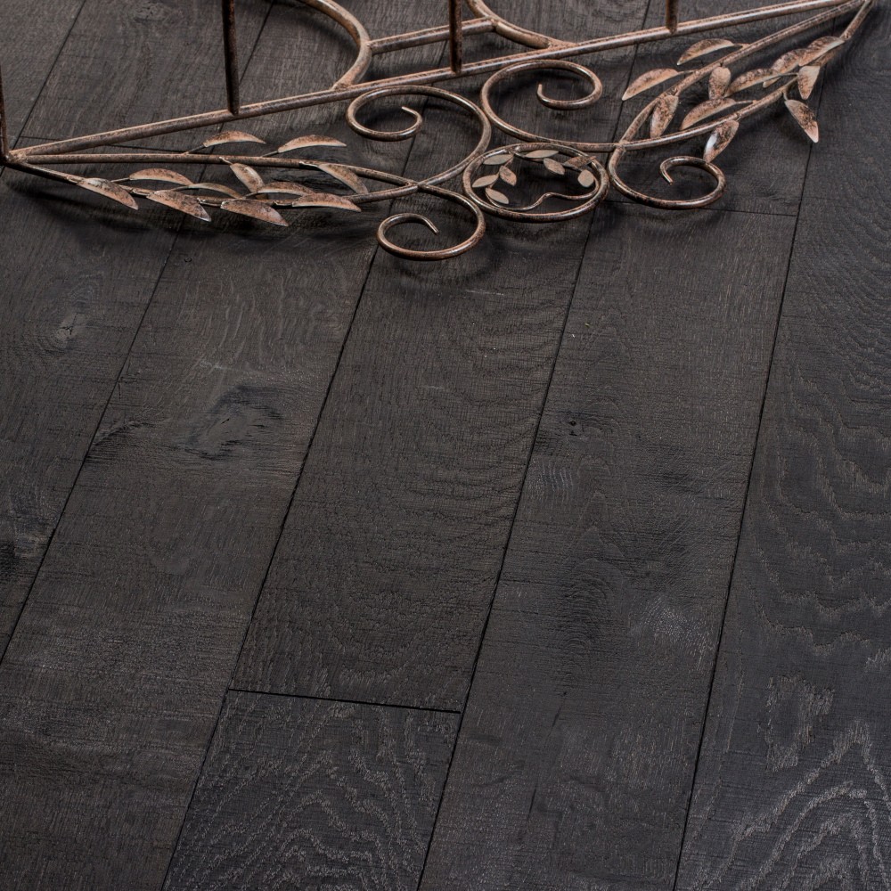 Dielen Eiche Black Extreme - Sägerau  Schwarzes Parkett
