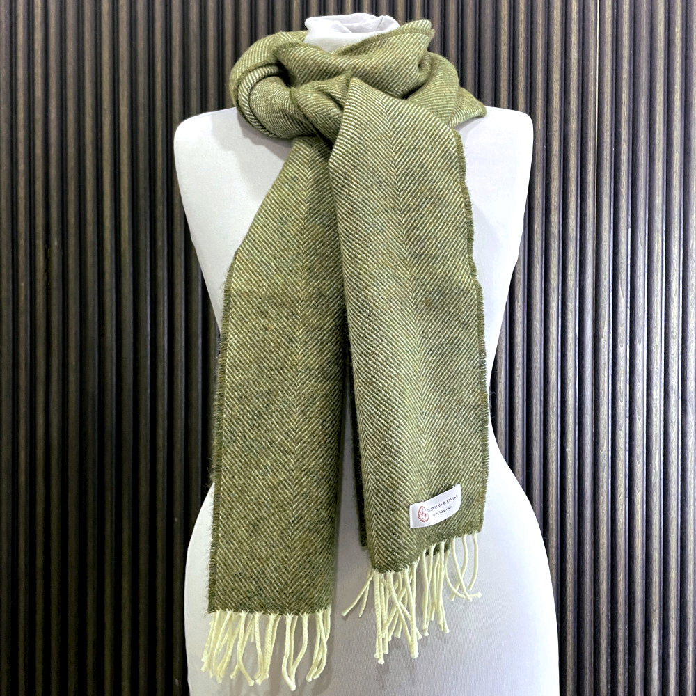 Wollschal Merinowolle Landscape Green Grüner Schal, Lambswool