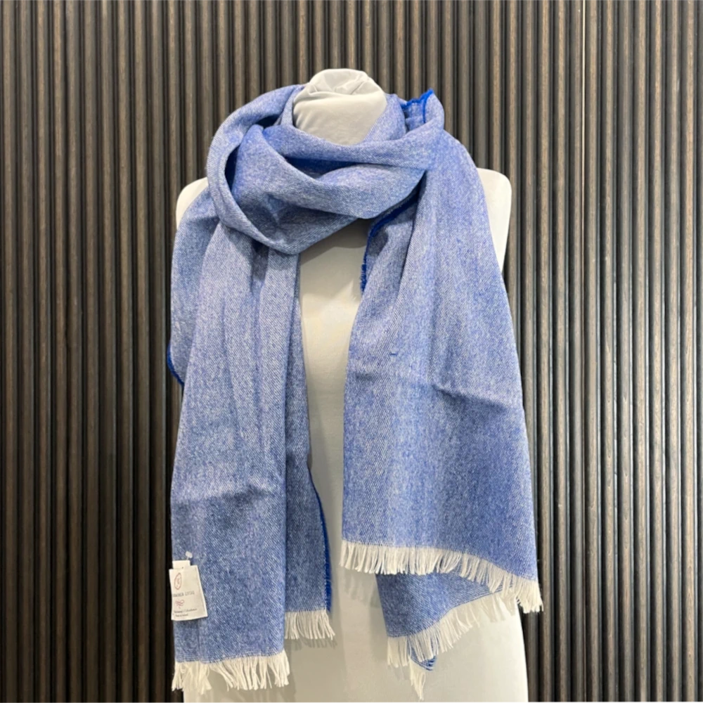 Sommerschal, blauer Schal, Kaschmir, Merinowolle
