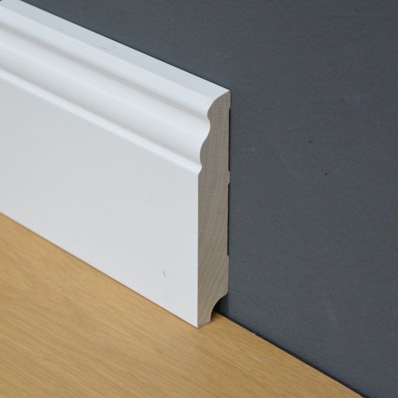 Sockelleiste Hamburger Profil, Hartholz weiß lackiert, 120 x 20 mm Hamburger Leiste, Profilleiste
