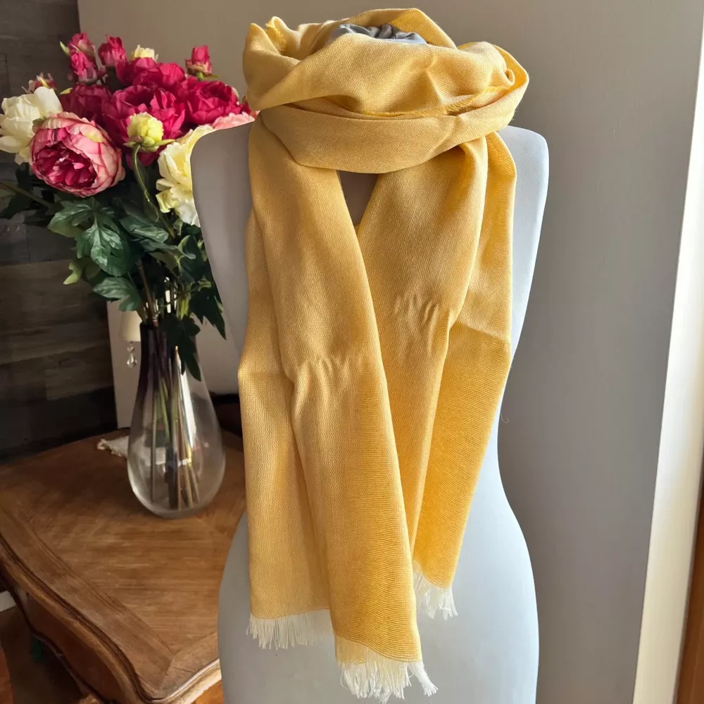 Leichter Schal Merino & Cashmere - Sunflower Sommerschal, gelber Schal, Kaschmir, Merinowolle