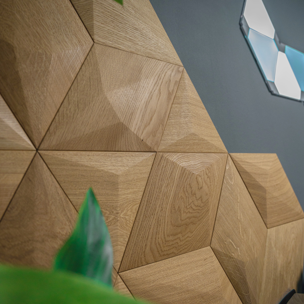 Wanddesign Exklusiv 3D Pyramide mit Diamant mit Pyramide, Eiche natur, geölt Wandverkleidung Exklusiv Echtholz