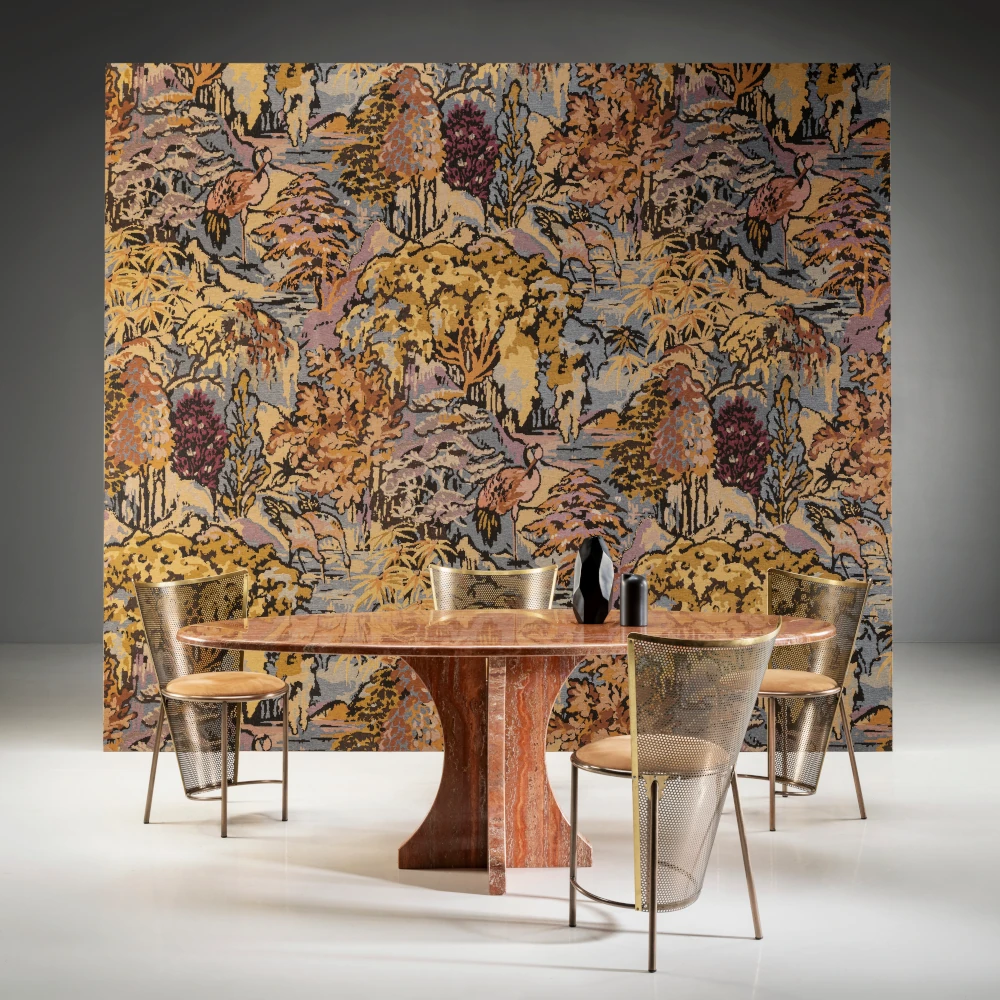 Riverbank – Autumn Gold – 90517 Exklusive Wandtapete mit Tisch und Stühlen