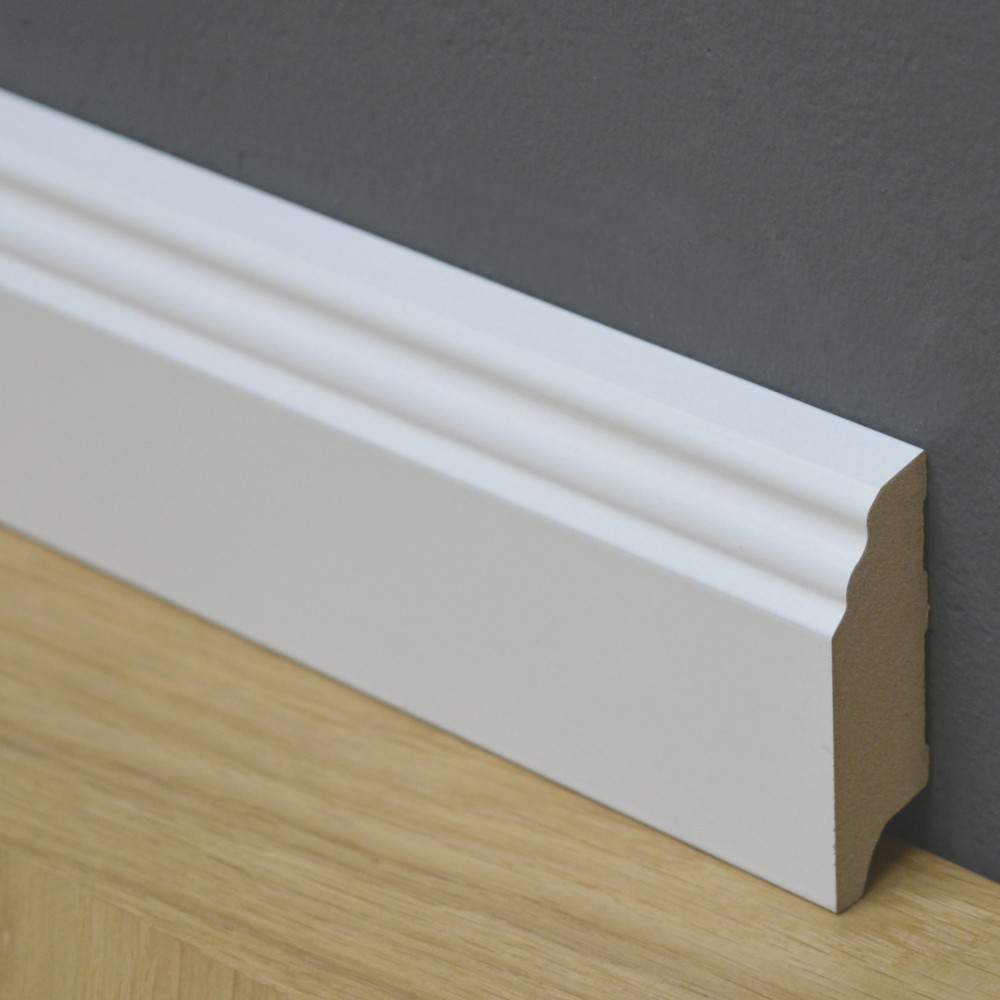 Sockelleiste Hamburger Profil, MDF weiß lackiert, 60 x 19 mm Hamburger Leiste, Profilleiste