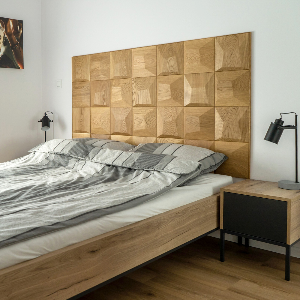 Wanddesign 3D Kissen Eiche natur, geölt Wandverkleidung Echtholz