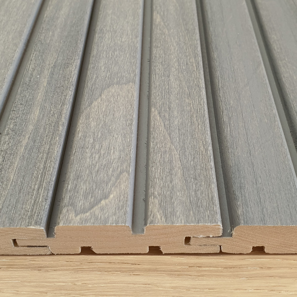 Wandpaneel Massivholz Square 25 Clay Wandverkleidung Holz grau