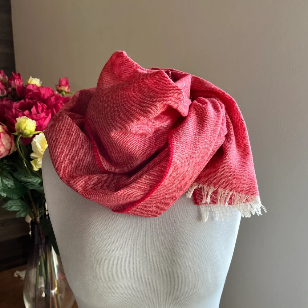 Leichter Schal Merino & Cashmere - Coral Sommerschal, roter Schal, Kaschmir, Merinowolle
