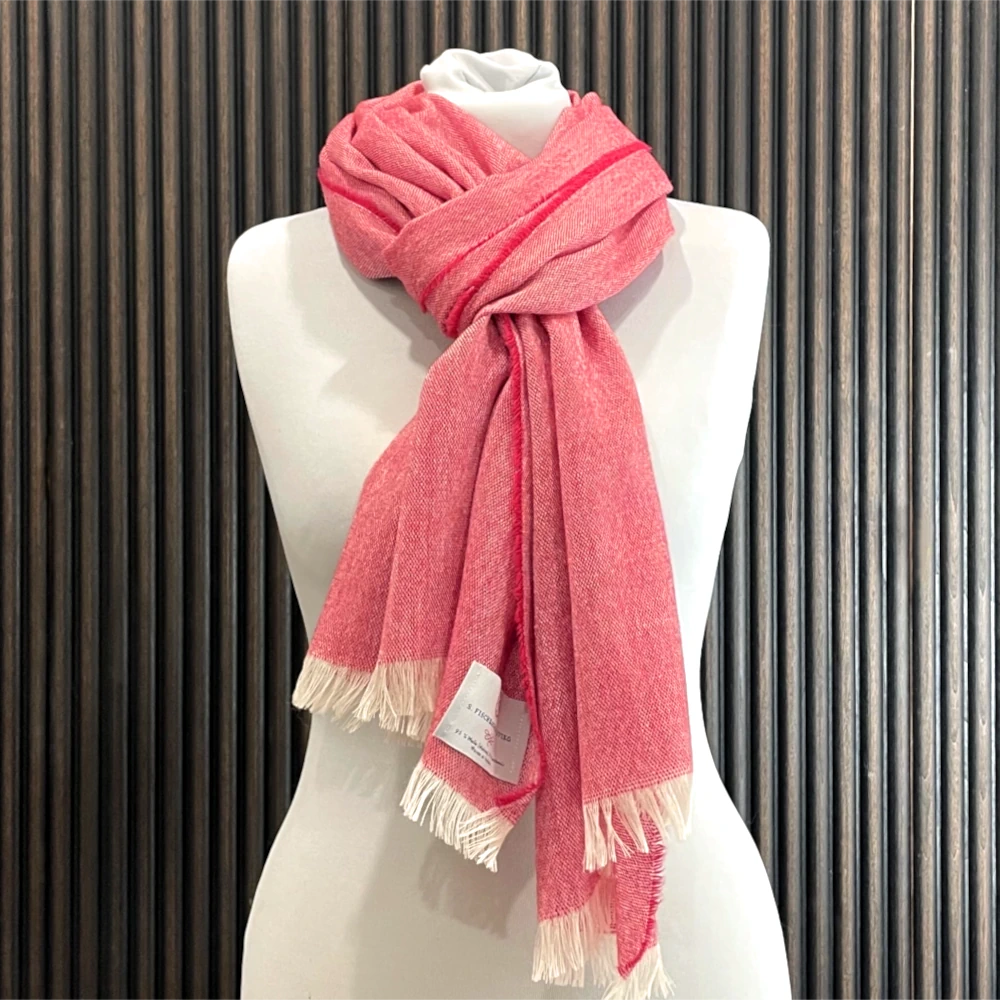 Leichter Schal Merino & Cashmere - Coral Sommerschal, roter Schal, Kaschmir, Merinowolle