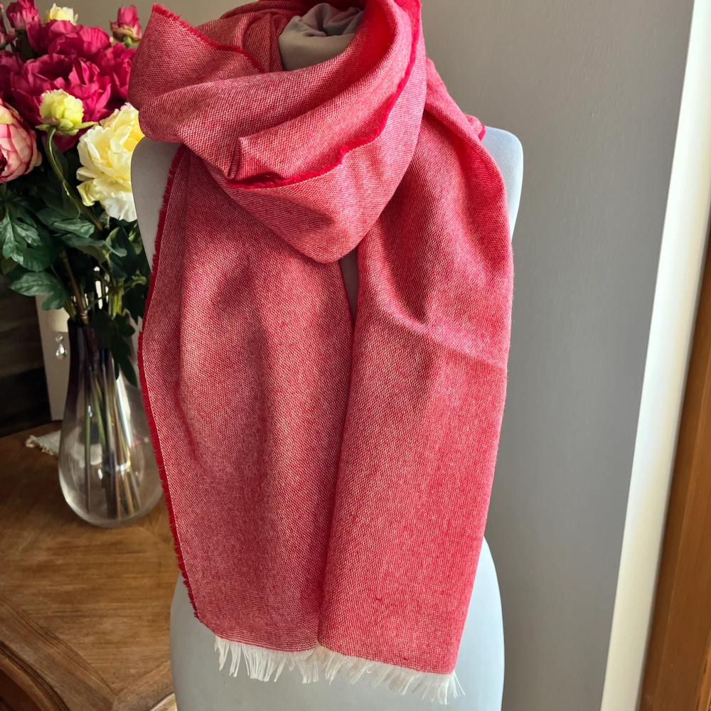 Leichter Schal Merino & Cashmere - Coral Sommerschal, roter Schal, Kaschmir, Merinowolle
