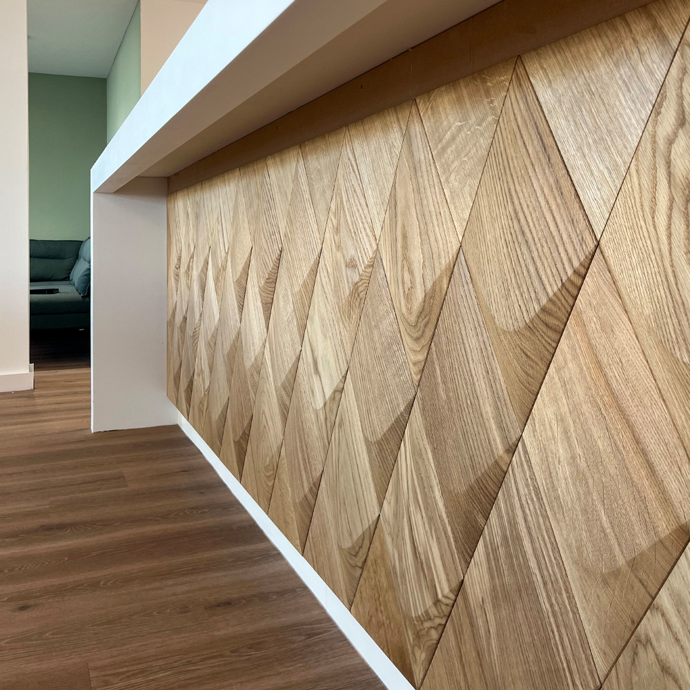 Wanddesign 3D Rhombus Plus, Eiche natur, geölt Wandverkleidung Echtholz