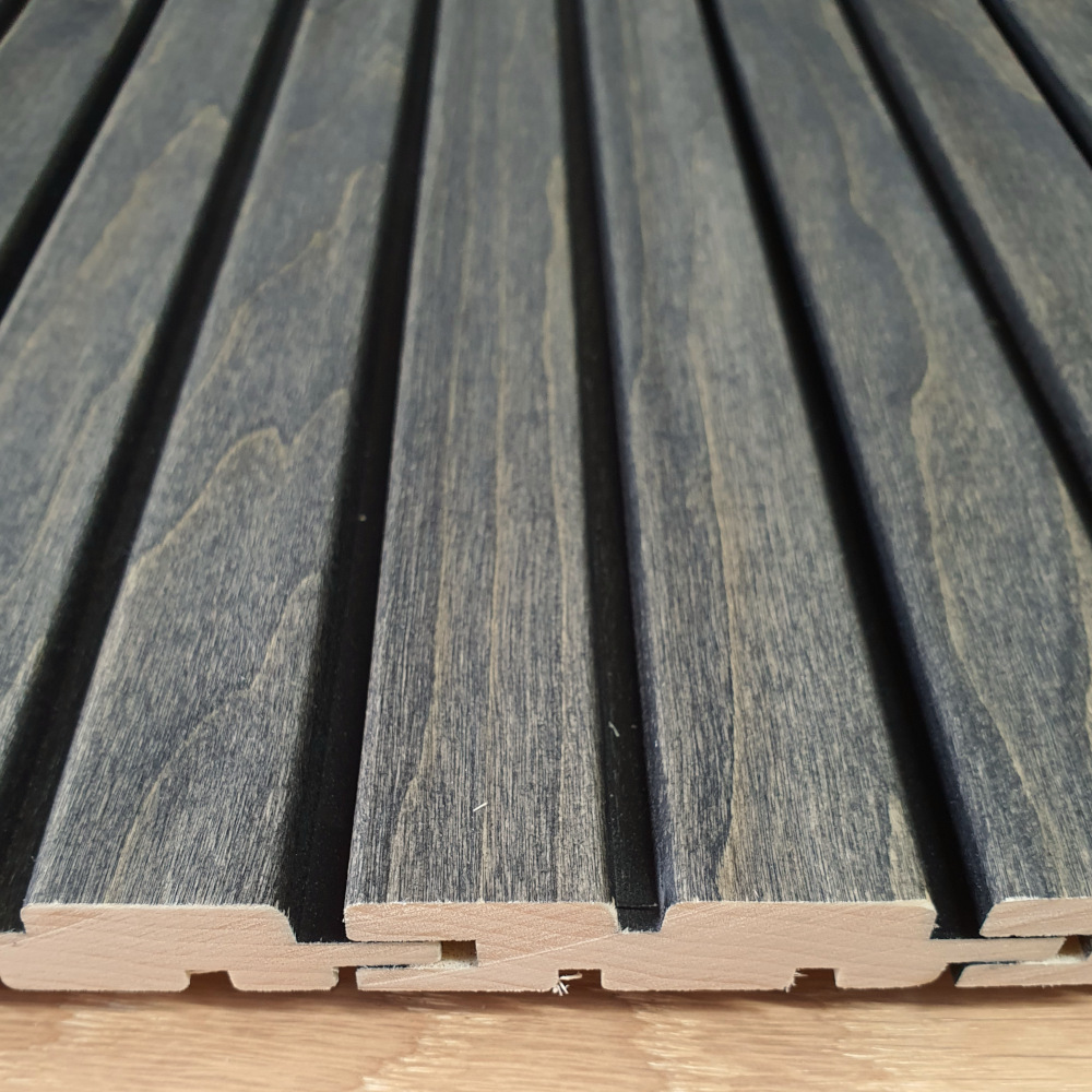 Wandpaneel Massivholz Square 25, Farbton Charcoal Wandverkleidung Holz Schwarz
