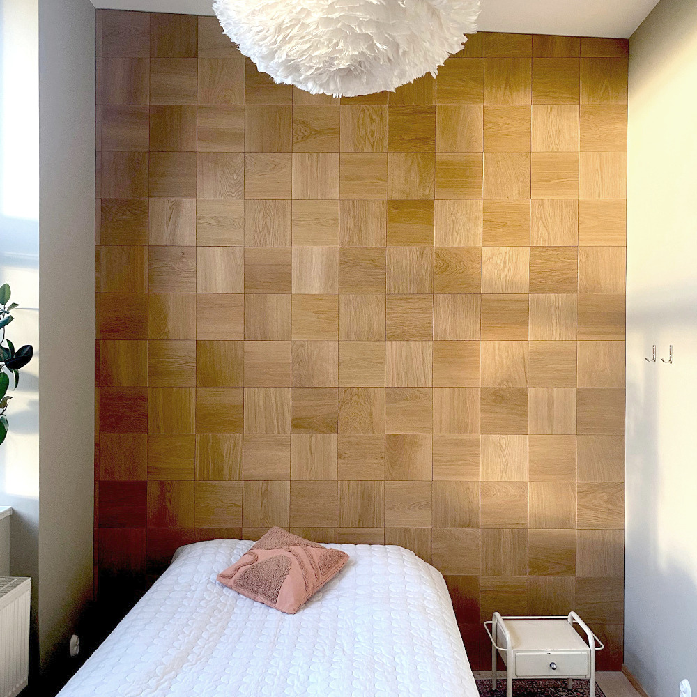 Wanddesign Quadrat (2D), Eiche natur, geölt Wandverkleidung Echtholz