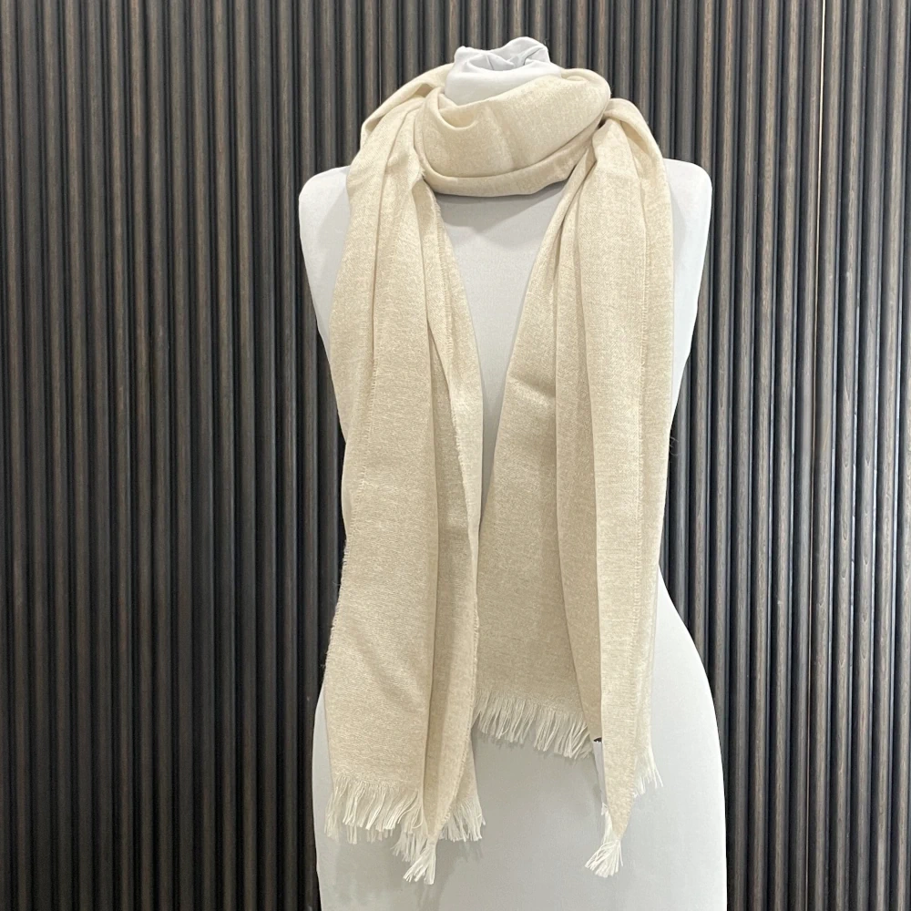 Leichter Schal Merino & Cashmere - Powder Sommerschal, cremefarbener Schal, Kaschmir, Merinowolle