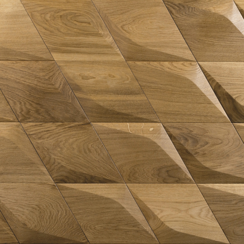 Wanddesign 3D Rhombus Minus Eiche natur, geölt Wandverkleidung Echtholz