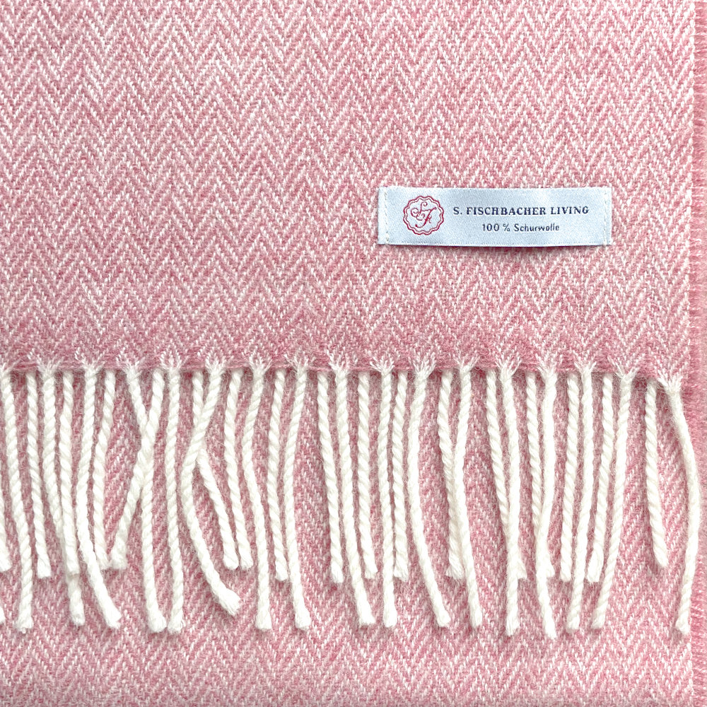 Rosa Wollschal, Lambswool, Schafwolle, Herringbone