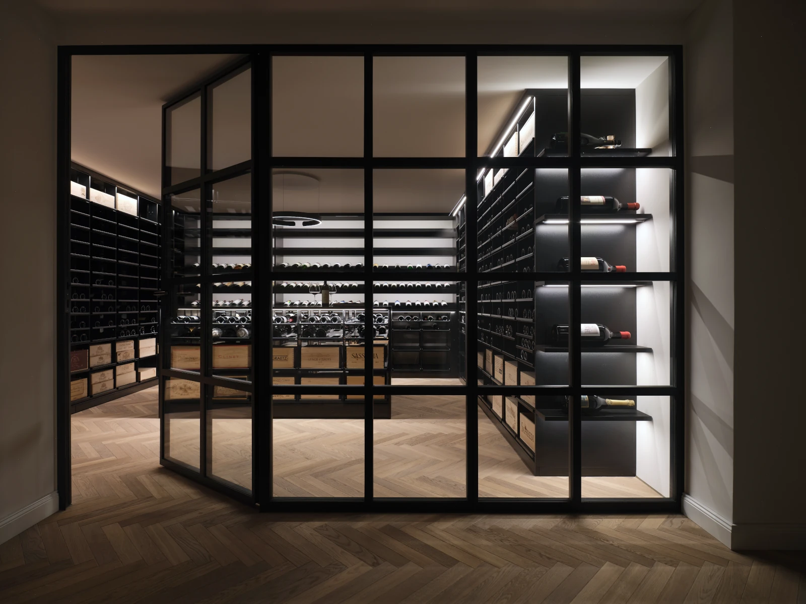 Fischgrät Parkett Antik Smoky Horse - Silk Grey Klassisches Fischgrätparkett, Antikparkett, Weinkeller