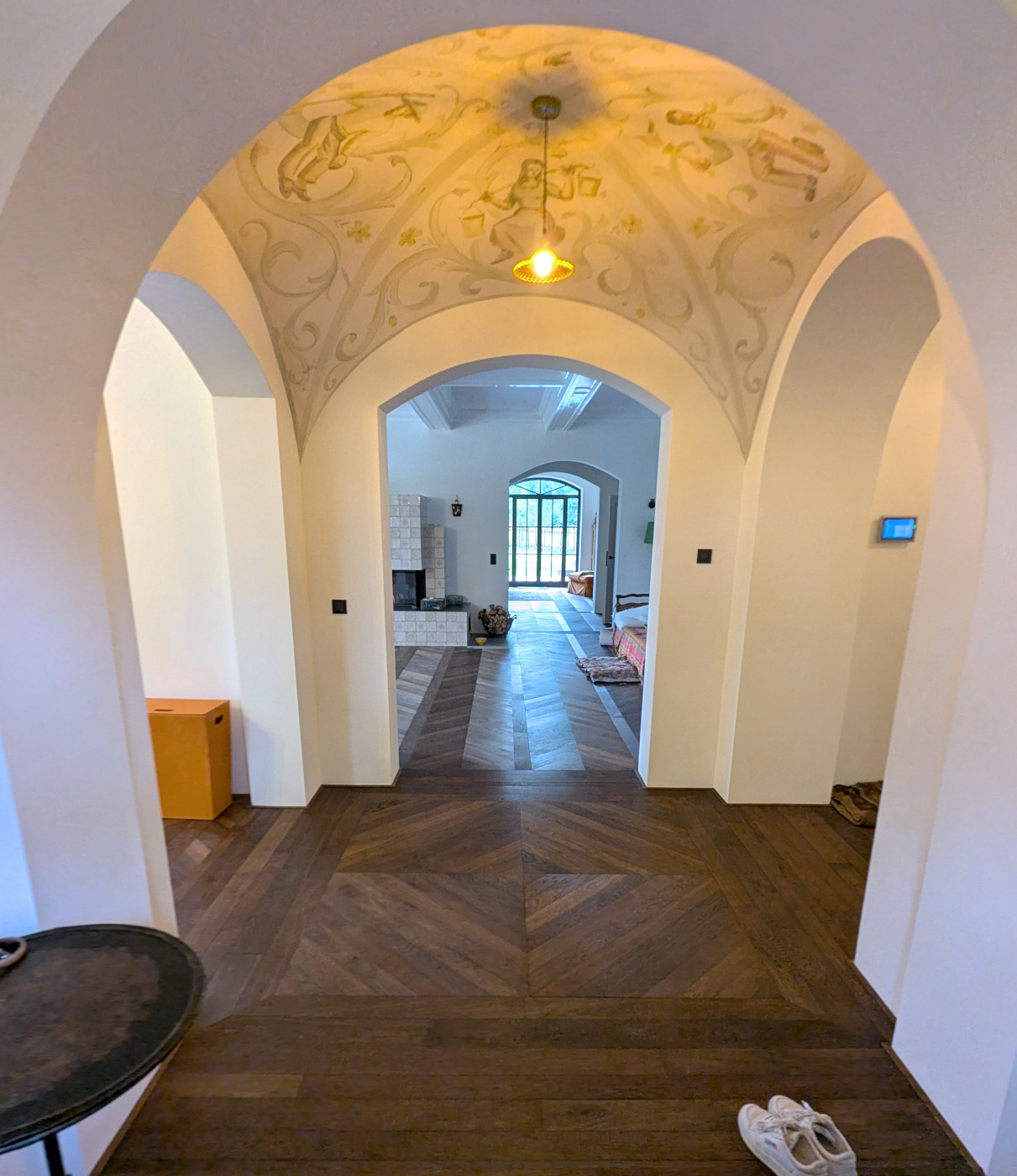 Französisches Fischgrät Eiche Toulon dark (geräuchert) Dunkles Chevron, Leiterparkett, Räuchereiche