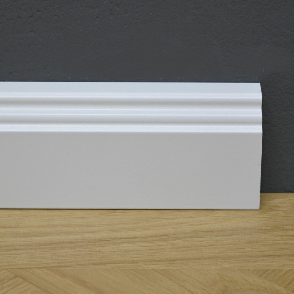 Sockelleiste Hamburger Profil, MDF weiß lackiert, 60 x 19 mm Hamburger Leiste, Profilleiste