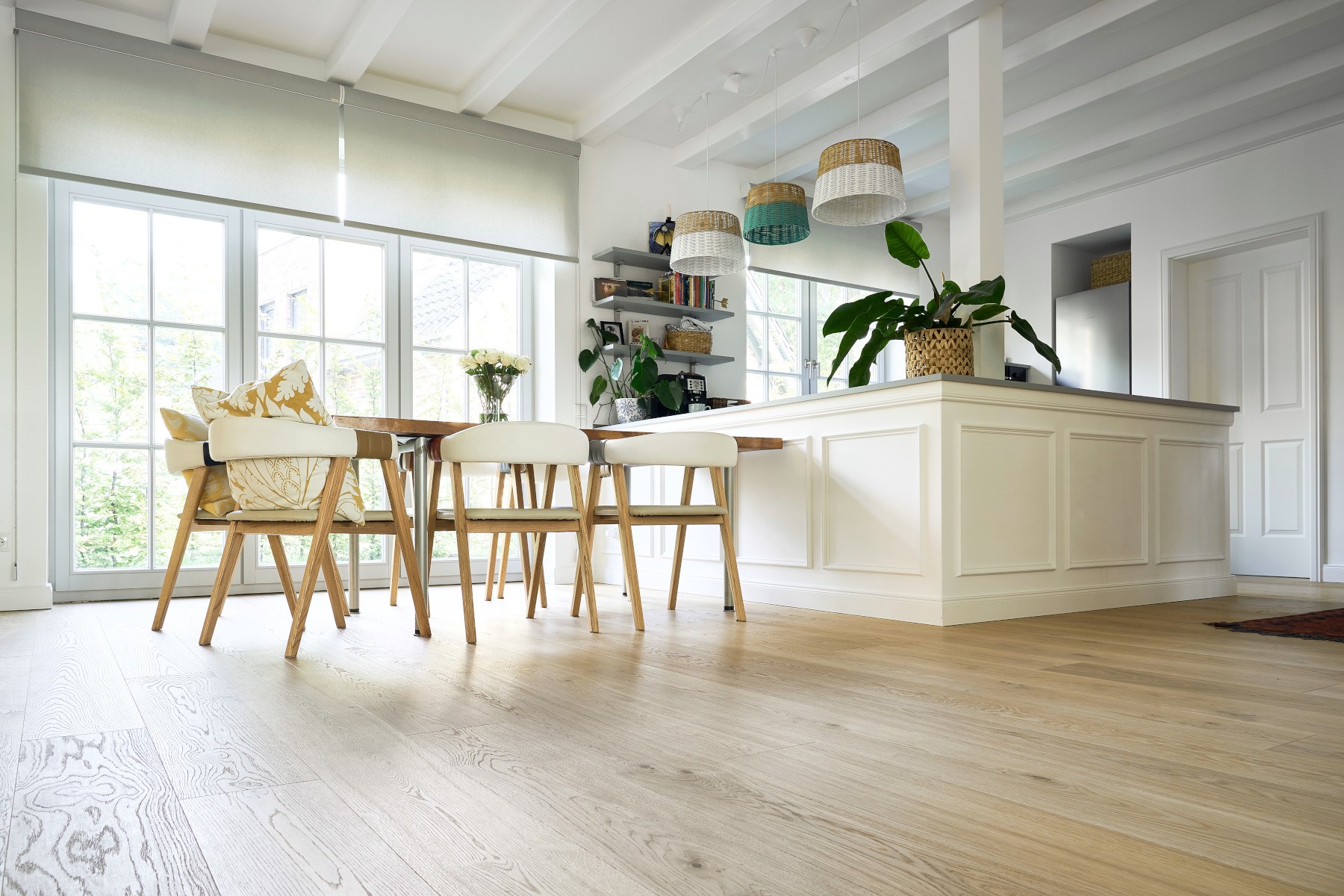 Landhausdielen Eiche Clear White Helle Eichendielen Esszimmer