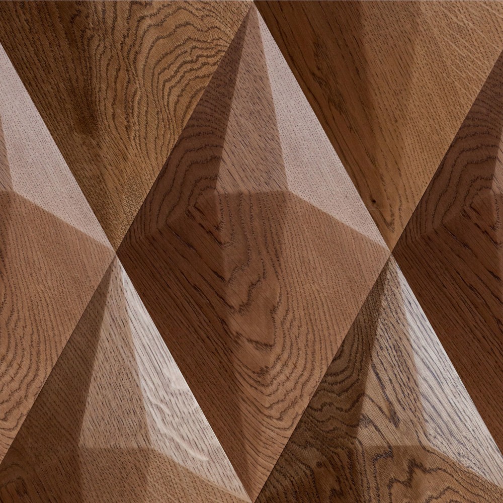 Wanddesign 3D Diamant Eiche dunkelbraun, geölt Wandverkleidung Exklusiv Echtholz