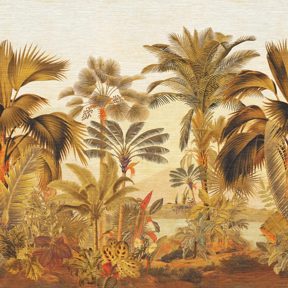 Rêverie Tropicale – Golden Hour – 26771 Exklusive Wandtapete mit Oasen-Panorama