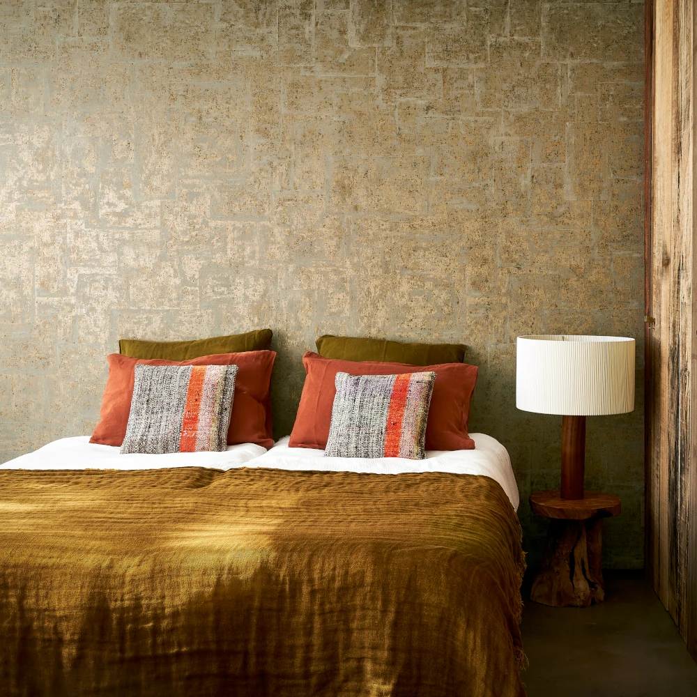 Quilt – Pale Gold – 60143 Metalltapete im Schlafzimmer