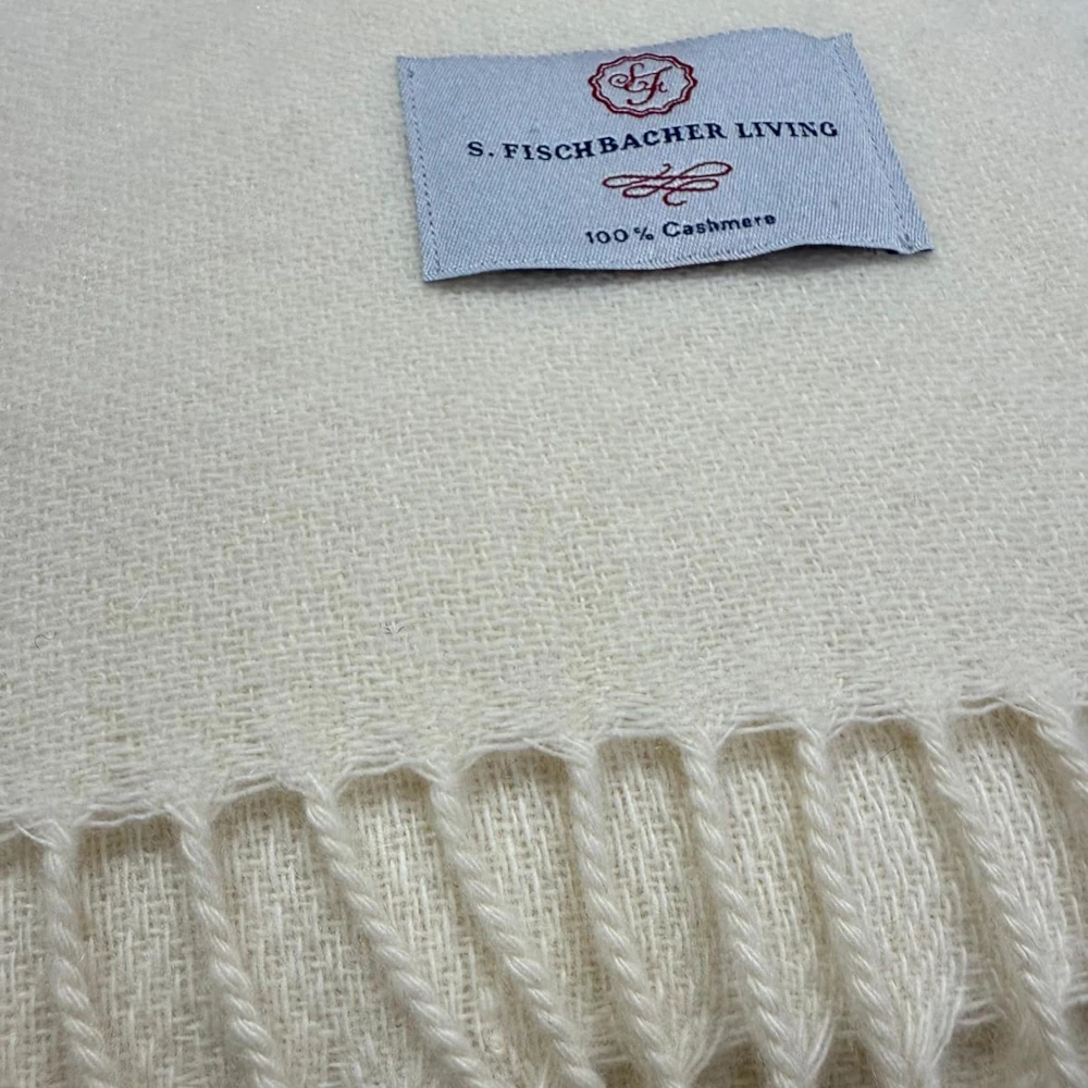 Plaid 100 % Cashmere - Offwhite Weiche Kaschmir-Wolldecke, weiß