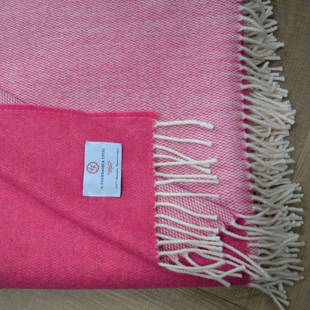 Pink Irische Wolldecke Schurwolle zweifarbig