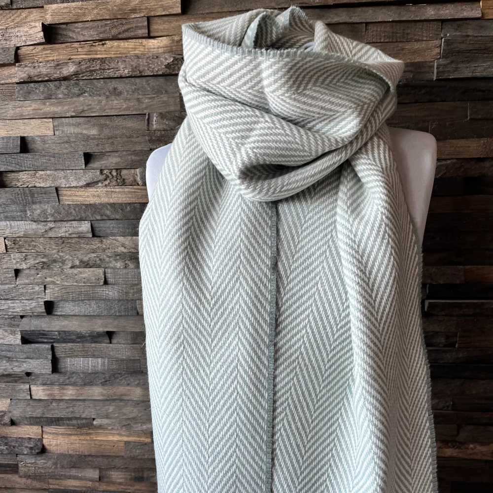 Schal Foxford Lambswool + Cashmere Sage & Cream 