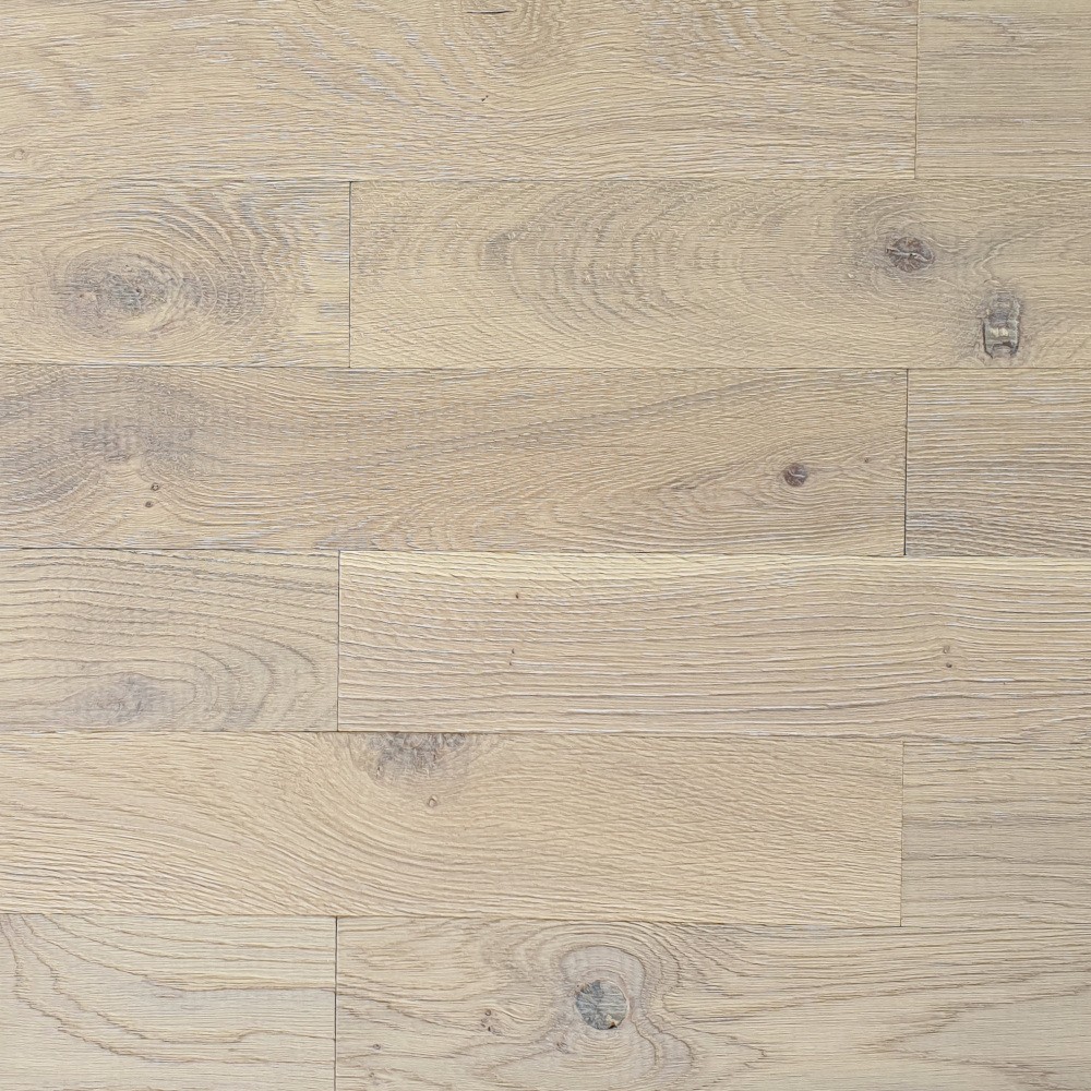 Stabparkett Eiche White Fog - Sortierung Robust ohne Fase Helles Stabparkett Sonderaktion