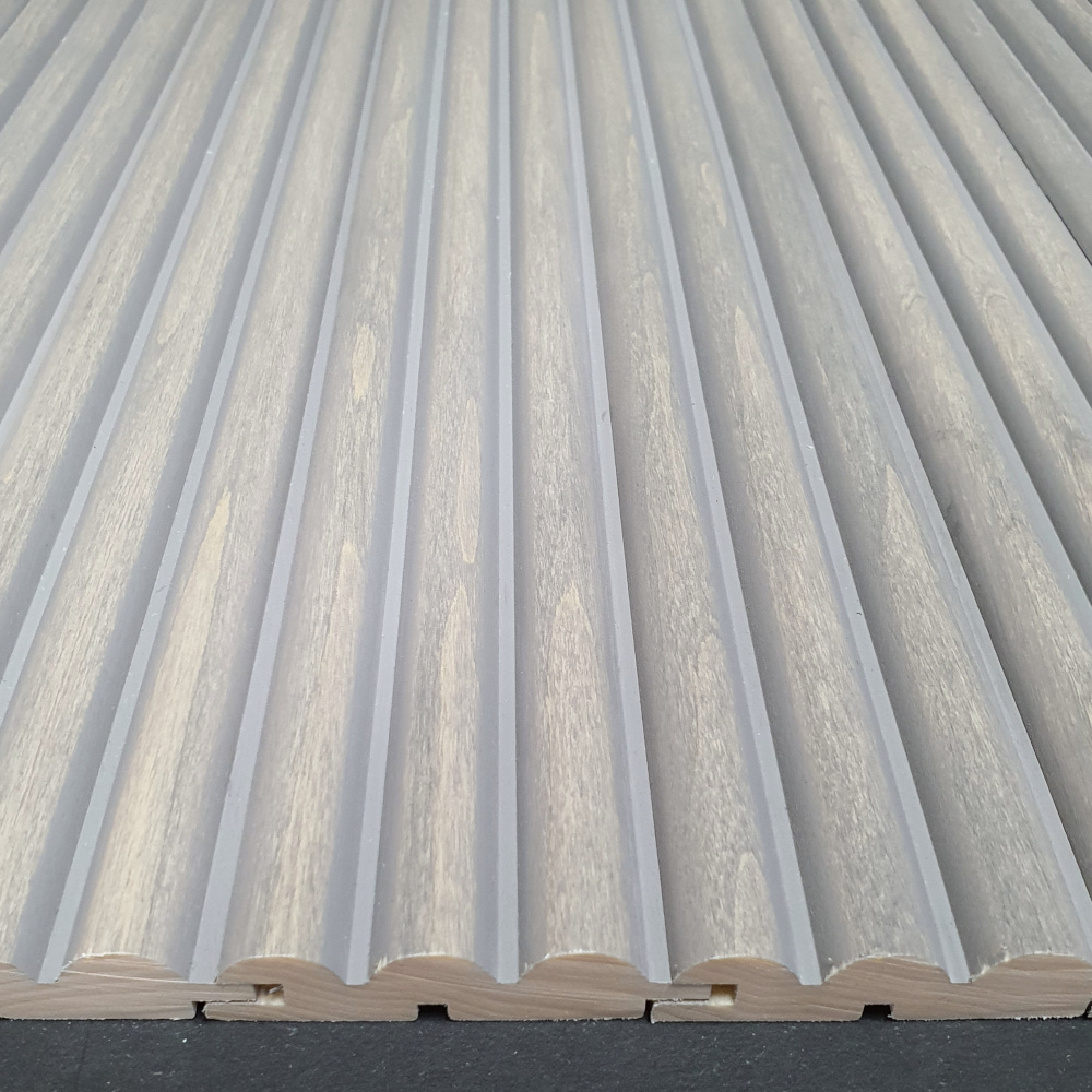 Wandpaneel Massivholz Wave, Farbton Clay Wandverkleidung Holz Grau Wellenmuster