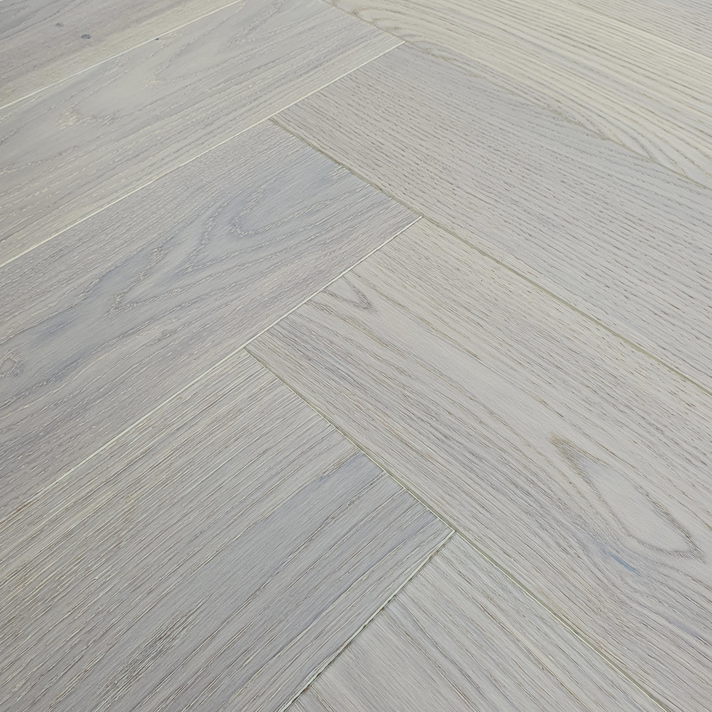 Fischgrätparkett Eiche "Prestige White" weißes Eichenparkett, Kooperationspartner, Hartwachsöl