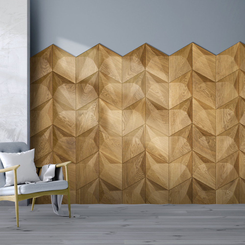 Wanddesign 3D Diamant, Eiche natur, geölt Wandverkleidung Holz Exclusiv 3D