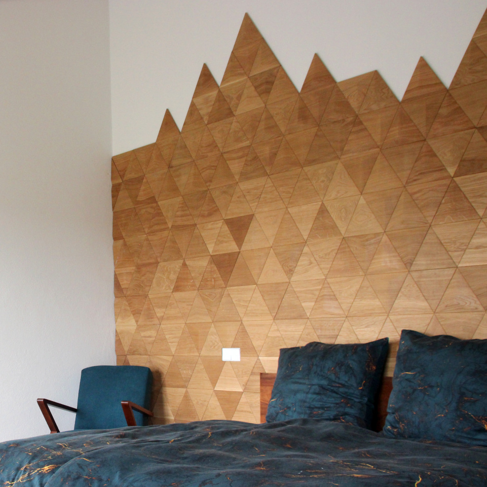 Wanddesign Exklusiv / 3D, Pyramide / Dreieck Eiche geölt Wandverkleidung Holz