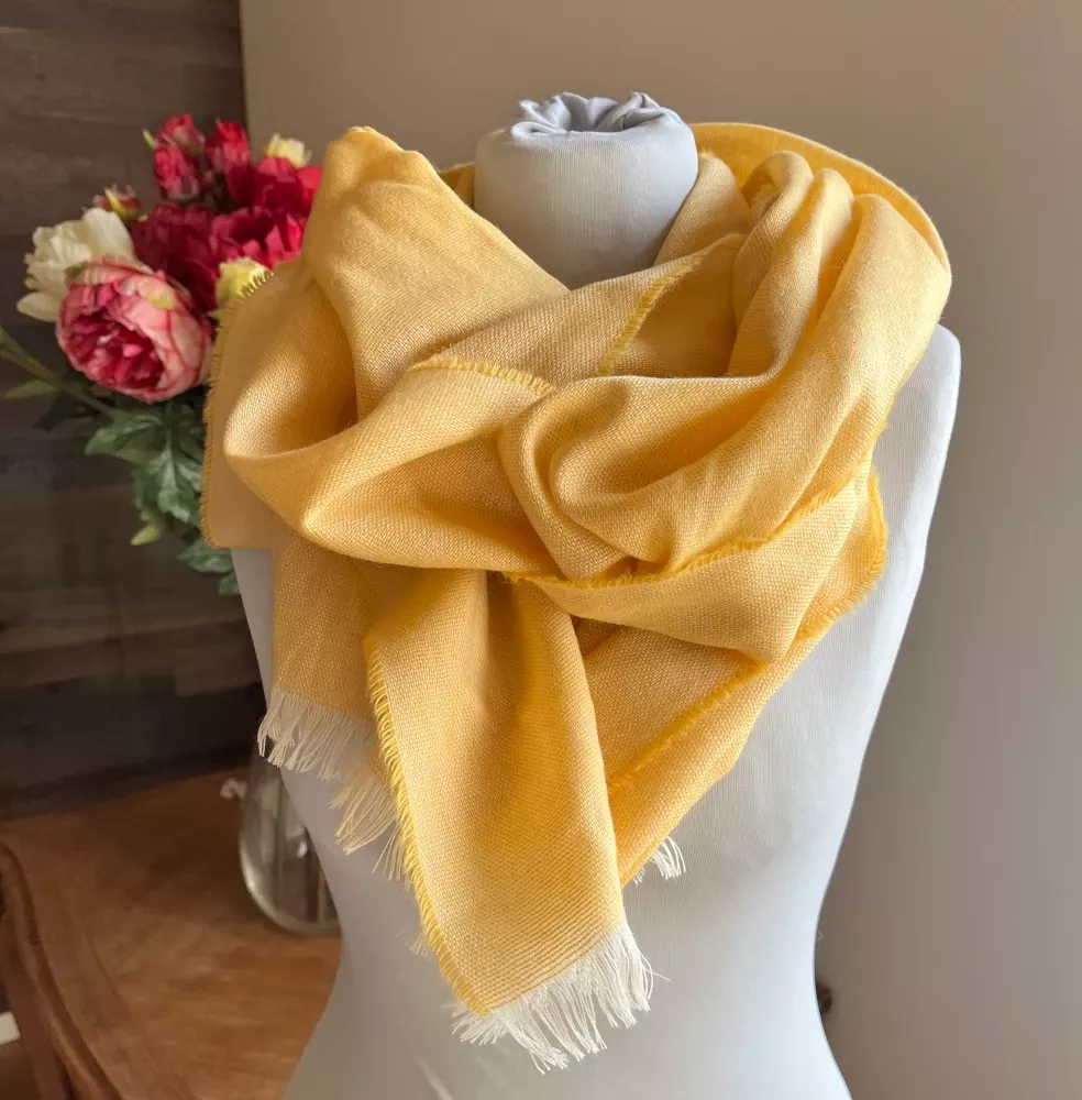 Leichter Schal Merino & Cashmere - Sunflower Sommerschal, gelber Schal, Kaschmir, Merinowolle
