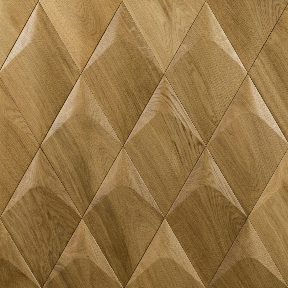 Wanddesign 3D Rhombus Plus, Eiche natur, geölt Wandverkleidung Echtholz