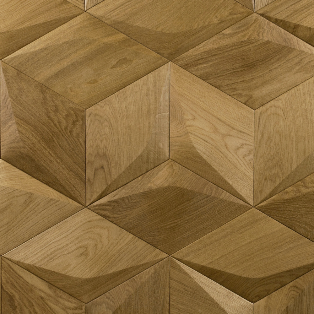 Wanddesign 3D Rhombus Minus Eiche natur, geölt Wandverkleidung Echtholz