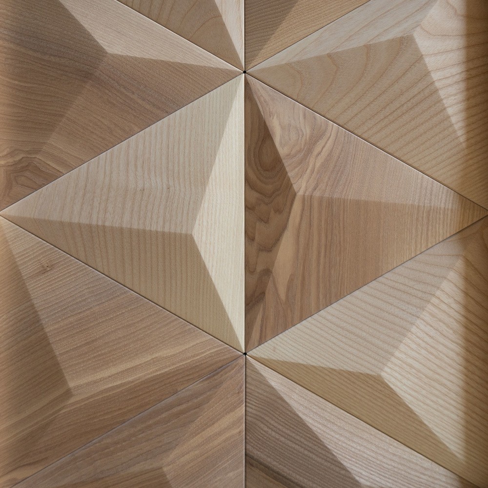 Wanddesign 3D: Pyramide, Esche Wandverkleidung Holz Exclusiv 3D