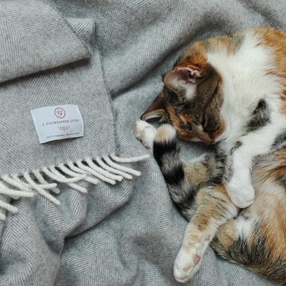 Weiches Plaid aus Lambswool, Silvergrey Graue Wolldecke Lammwolle Irland