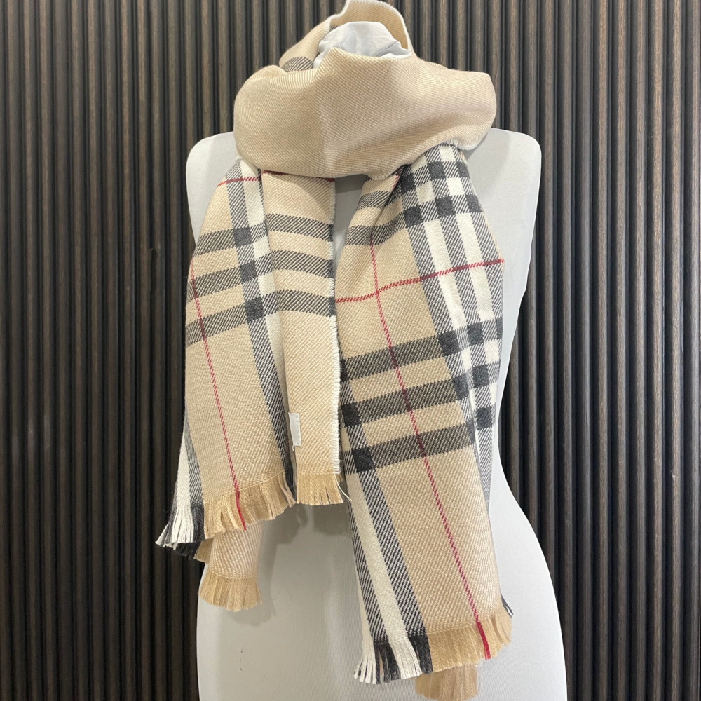 Foxford XXL Schal, Classic Stripes and Camel Großer Schal, feine Merinowolle