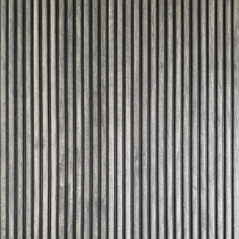 Wandpaneel Massivholz Wave, Farbton Charcoal Wandverkleidung Holz Schwarz Wellenmuster