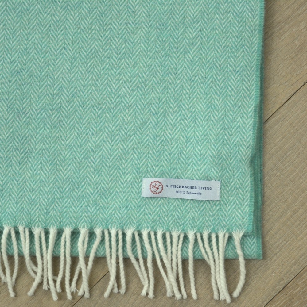 Weicher Wollschal aus Schurwolle, Peppermint, Fischgrätmuster Mintgrüner Wollschal, Lambswool, Schafwolle, Herringbone