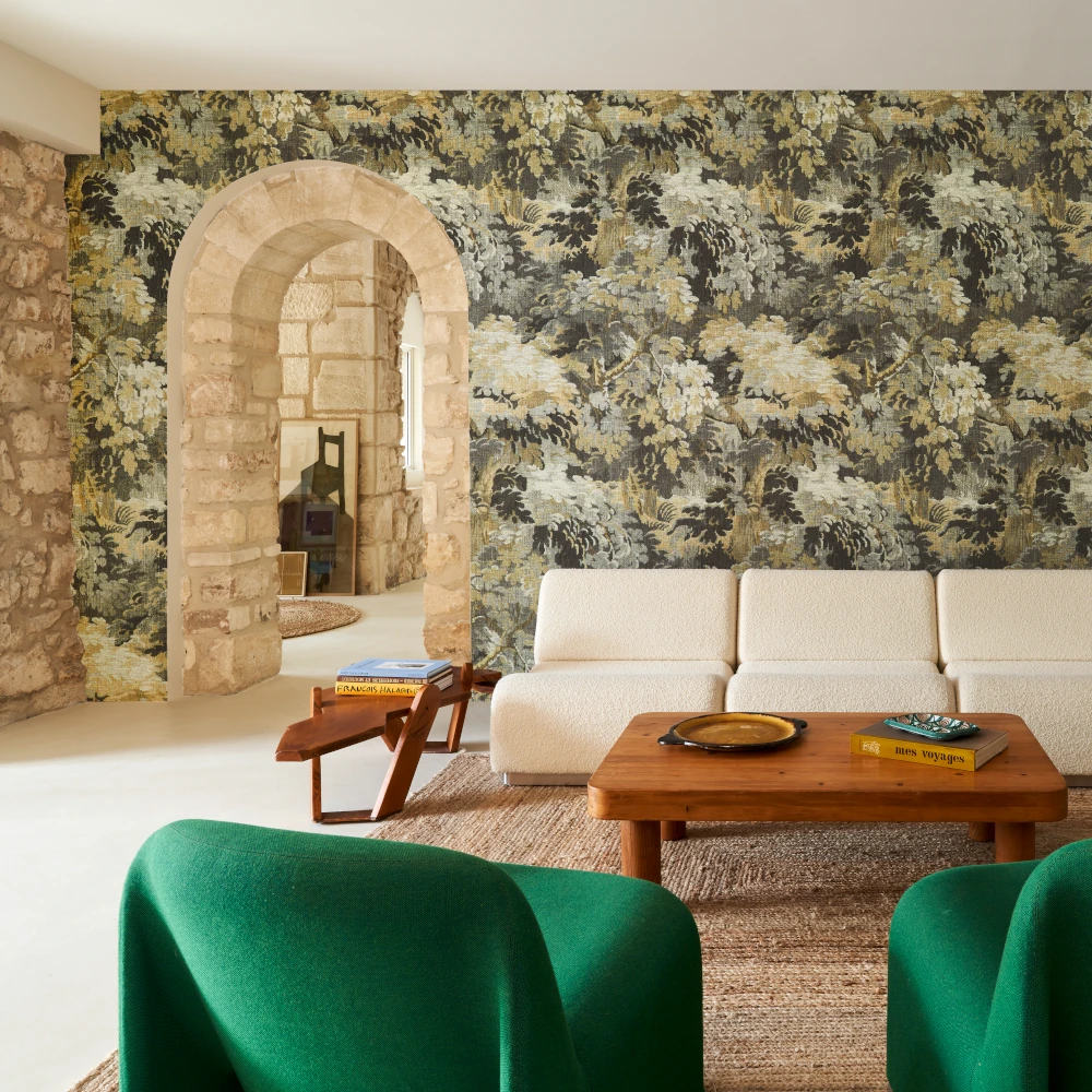 Dioré – Mustard – 48012 Wandtapete mit Waldmuster