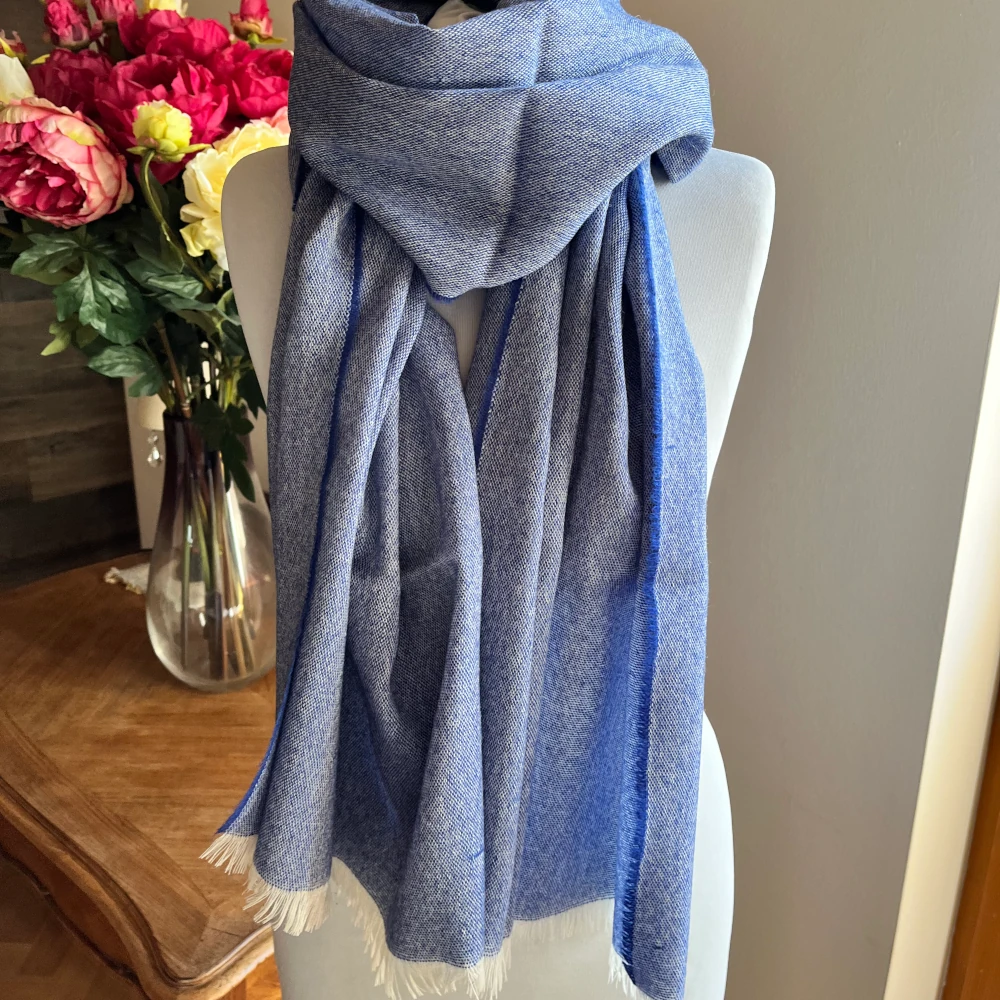 Leichter Schal Merino & Cashmere - Mykonos Blue Sommerschal, blauer Schal, Kaschmir, Merinowolle