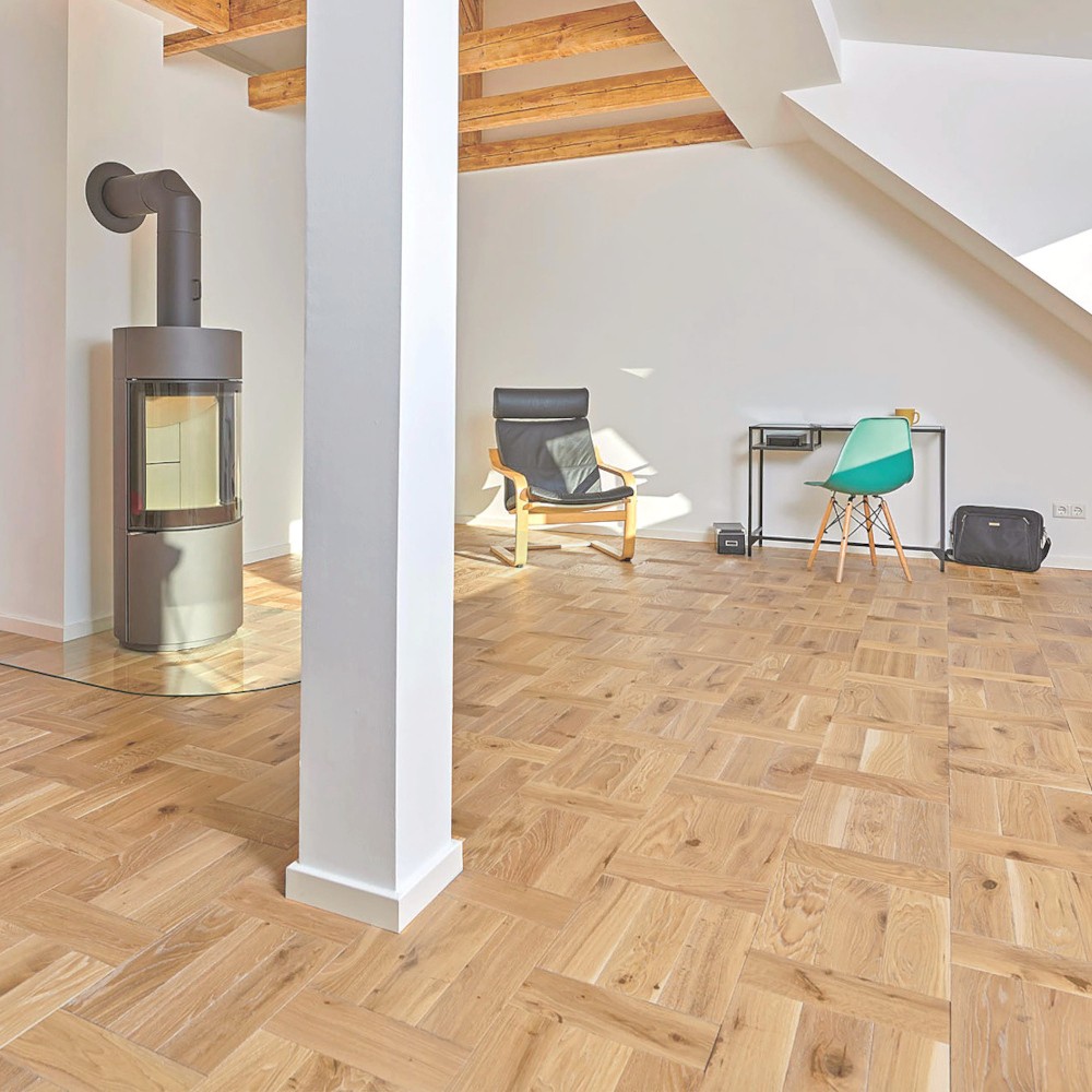 Flechtmuster Eiche massiv Clear White Eiche Clear White