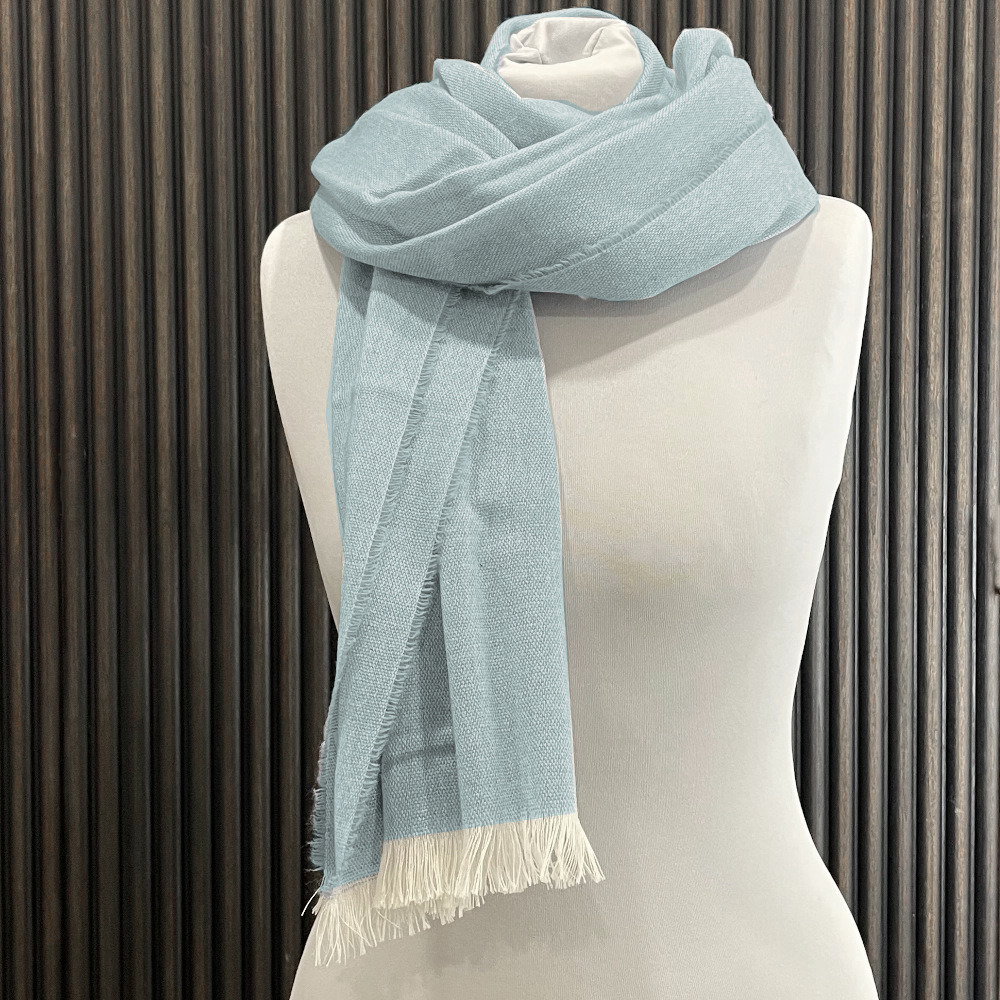 Sommerschal, hellblauer Schal, Kaschmir, Merinowolle