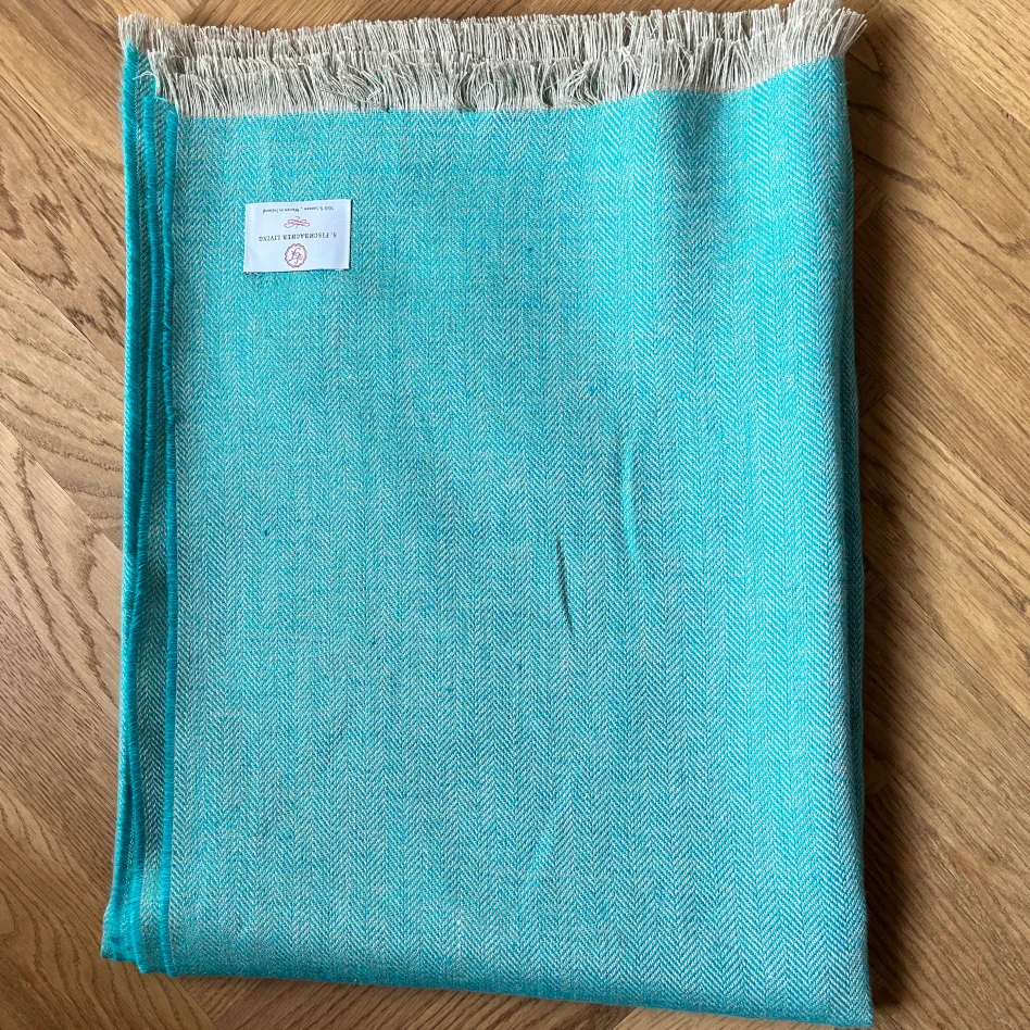 Decke aus irischem Leinen - Türkis Decke aus irischem Leinen - Türkis
